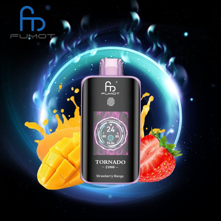 Vape ニコチン - ストロベリーマンゴー Fumot Tornado 25000 使い捨て電子タバコ 6B0RVV11