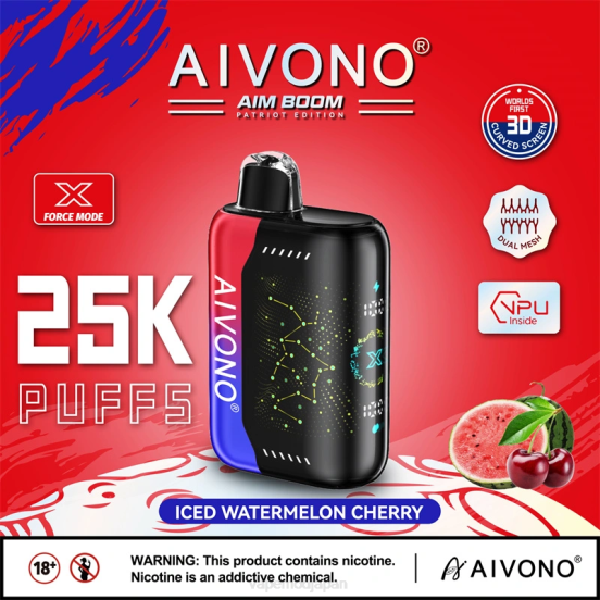 Vape ニコチン - アイススイカチェリー Aivono AIM BOOM 25000 2B8R347