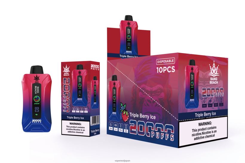 Vape ニコチン - Bang Beach 20000 パフのスマート スクリーン VAPE L404488 トリプルベリーアイス