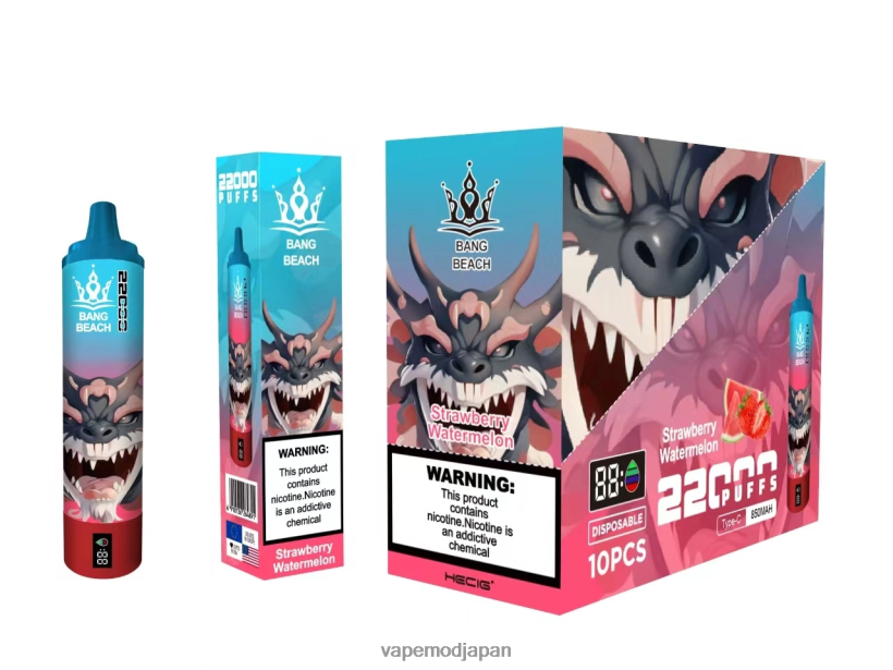 Vape ニコチン - Bang Beach 22000パフのスマートスクリーン L4044823 イチゴスイカ