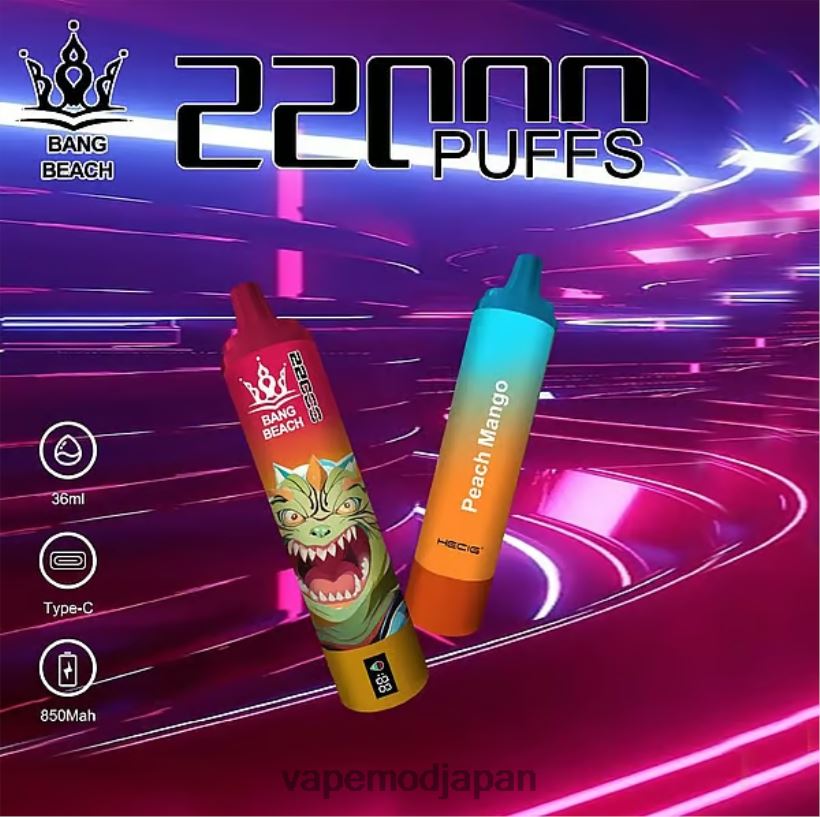 Vape おすすめ - Bang Beach 22000パフのスマートスクリーン L4044824 ピーチマンゴー