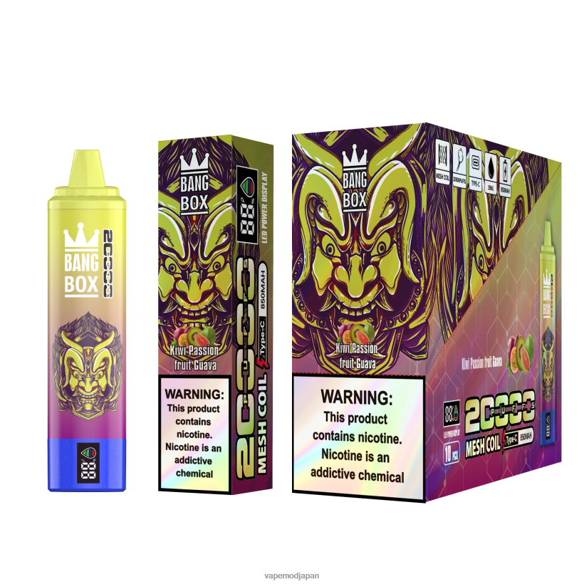 Vape ニコチン - Bang Box 20000パフのスマートスクリーン L4044850 キウイ パッション フルーツ グアバ