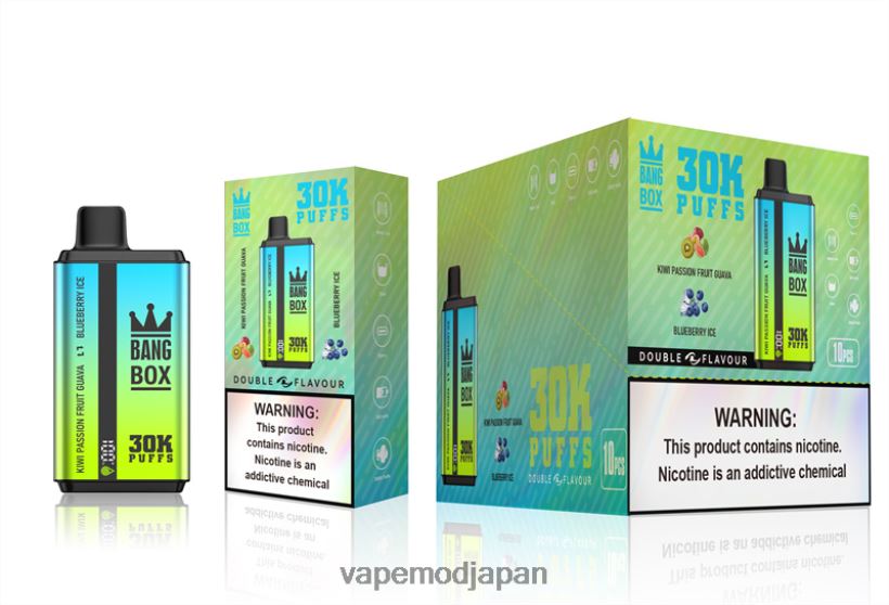 Vape ニコチン - Bang Box 30000パフ デュアルフレーバー L4044865 キウイパッションフルーツグアバ＆ブルーベリーアイス