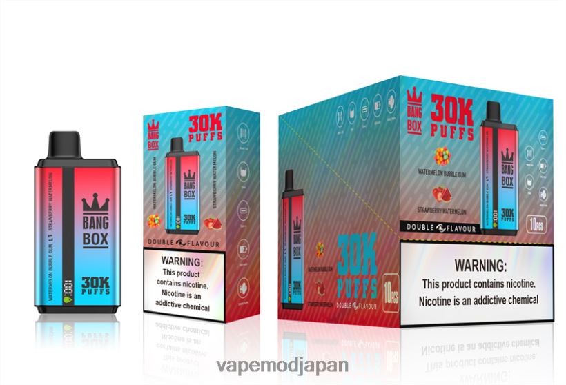 Vape ニコチン - Bang Box 30000パフ デュアルフレーバー L4044868 スイカバブルガム＆ストロベリースイカ