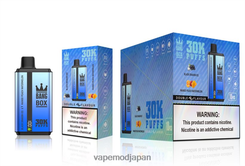Vape ニコチン - Bang Box 30000パフ デュアルフレーバー L4044871 ブラックドラゴンアイス＆マンゴーピーチスイカ