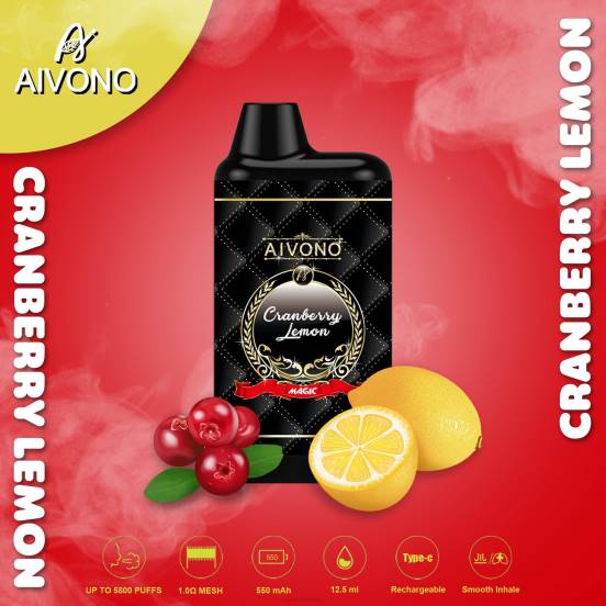 Vape ニコチン - クランベリーレモン Aivono AIM MAGIC 5800口箱タバコ 2B8R89