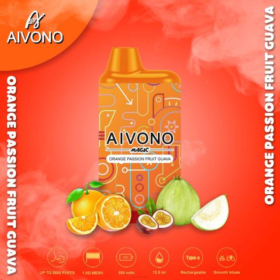 Vape おすすめ - オレンジ色のパッションフルーツ グアバ Aivono AIM MAGIC 5800口箱タバコ 2B8R90