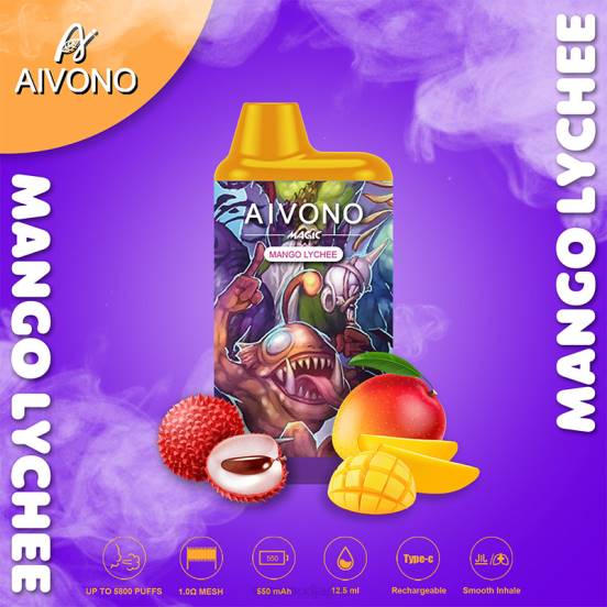 Vape ニコチン - マンゴーライチ Aivono AIM MAGIC 5800口箱タバコ 2B8R98