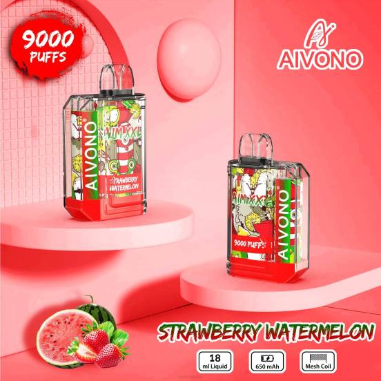 Vape ニコチン - イチゴスイカ Aivono AIM XXL 9000口ステッカー 透明 2B8R53
