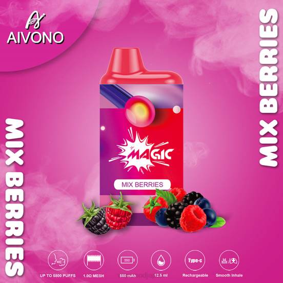 Vape Japan - ミックスベリー Aivono AIM MAGIC 5800口箱タバコ 2B8R100