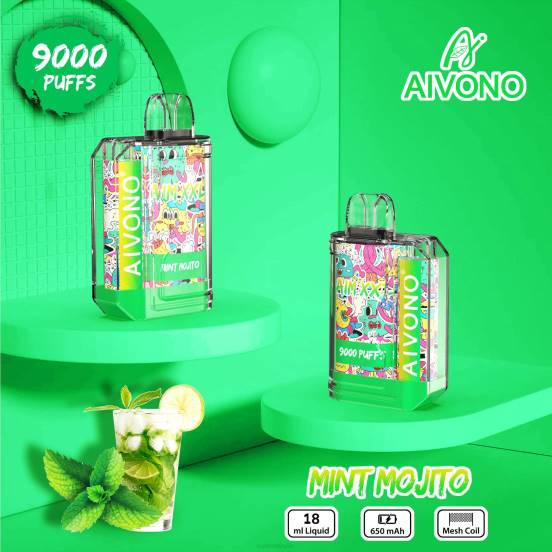 Vape Japan - ミントモヒート Aivono AIM XXL 9000口ステッカー 透明 2B8R55