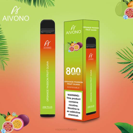 Vape おすすめ - オレンジ色のパッションフルーツ グアバ Aivono AIM PLUS 800 2B8R189