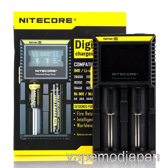 Vape Japan Nitecore D2 バッテリー充電器 (2 ベイ)