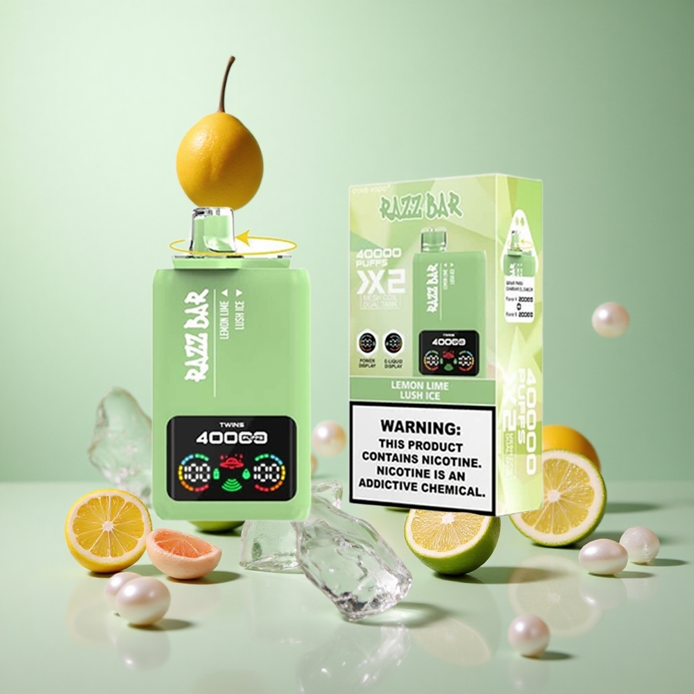 Razz Bar 40000 パフ レモンライム_ラッシュアイス 1.0Ohm 2メッシュコイル