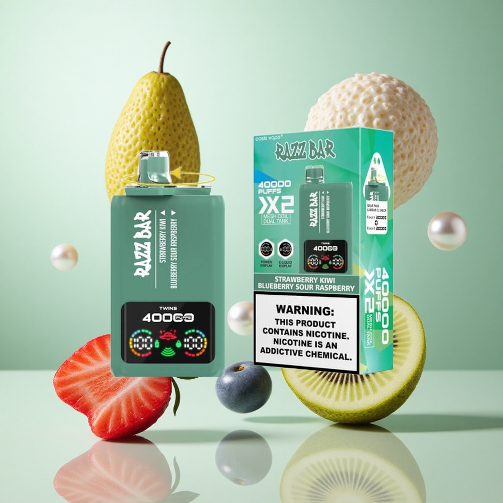 Razz Bar 40000 パフ ディスポーザブルベイプ ストロベリーキウイ＆ブルーベリーサワーラズベリー 1.0Ohm 2メッシュコイル