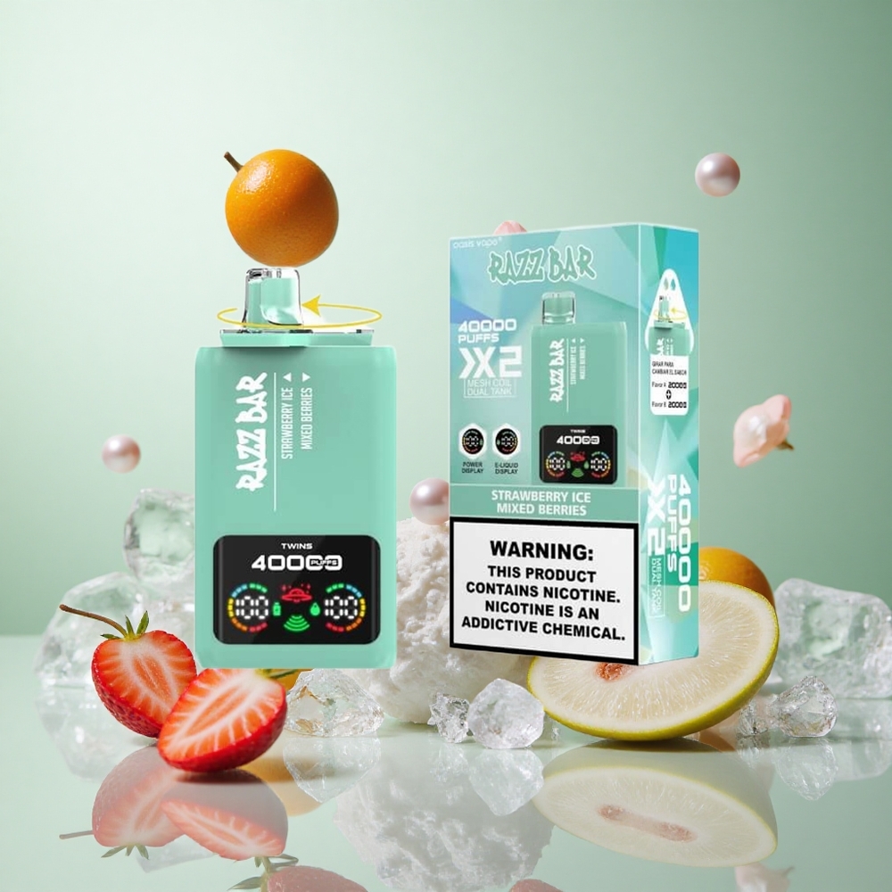 Razz Bar 40000 パフ ストロベリーアイス_ミックスベリー タイプCポート 2%,5%ニコチン含有
